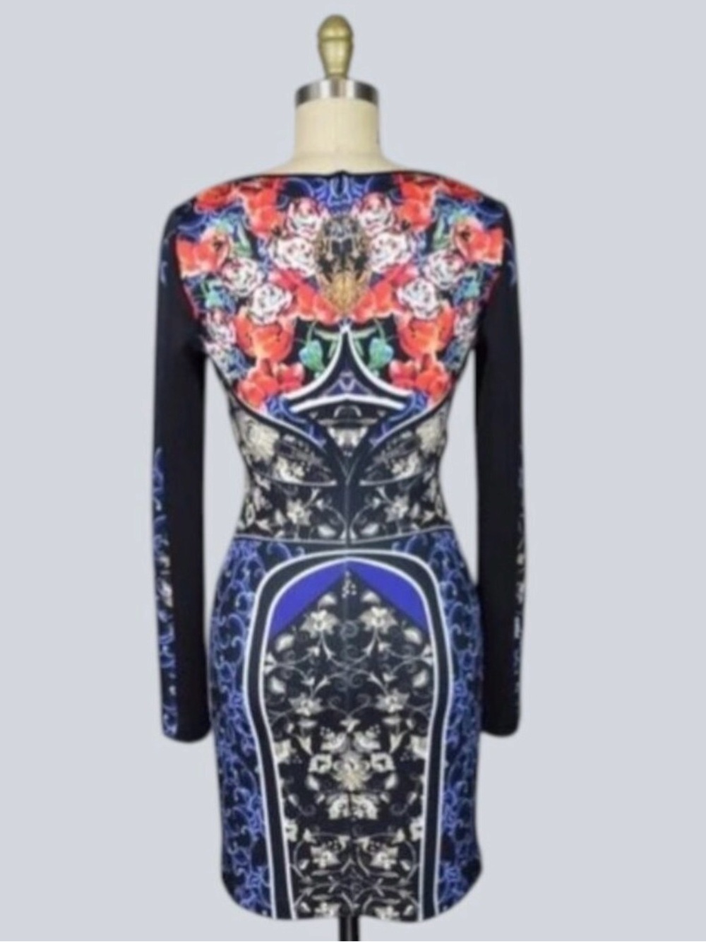 CLOVER CANYON ROYAL EGG VASE FLORAL LONG SLEEVE BODYCON DRESS - Picture 6 of 8
